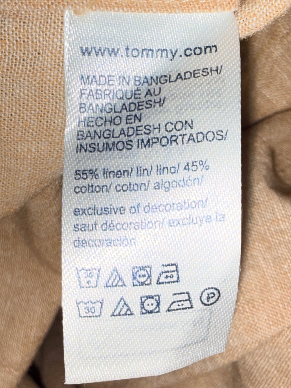 NWOT Tommy Hilfiger Beige Short Sleeve Button-Down Linen-Blend Shirt-XL-EC - Picture 11 of 11